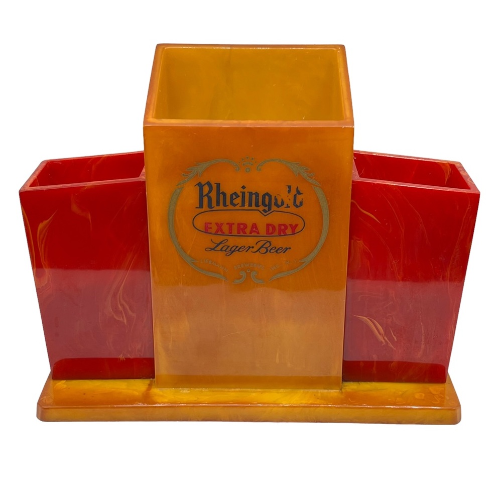 Vtg Rheingold Extra Dry Lager Beer Bar Caddy Heavy Butterscotch Bakelite Catalin
